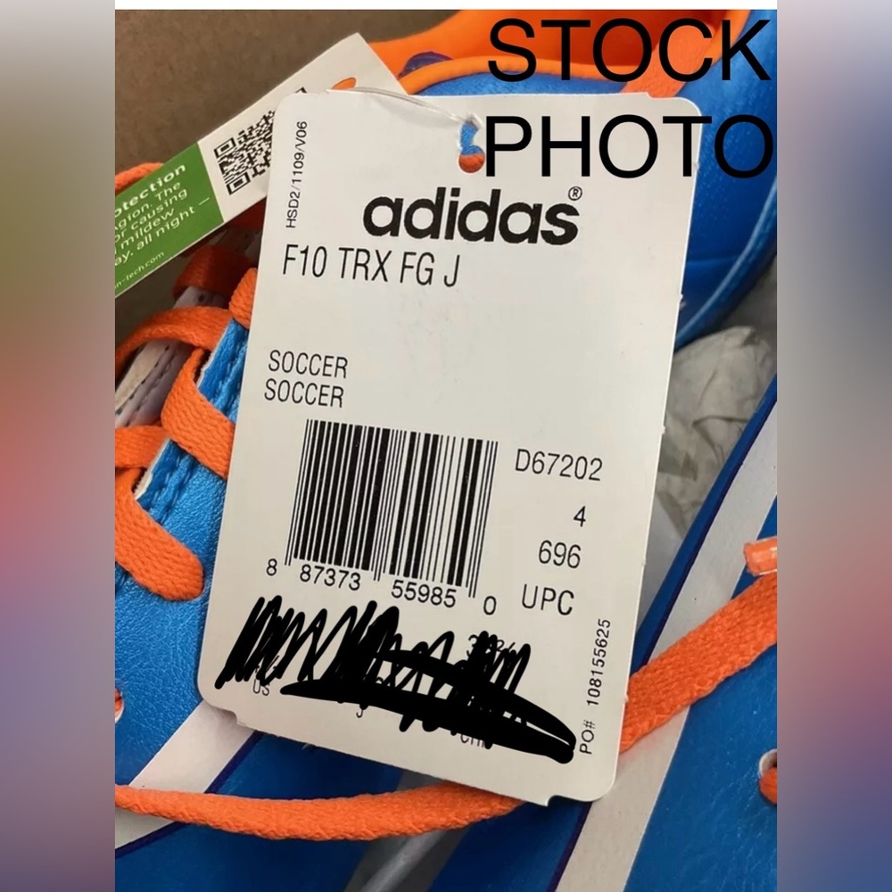 Adidas Outdoor Soccer Cleats Shoes Boys Solar Blue F10 TRX US 1 Orange Kids - Picture 4 of 9
